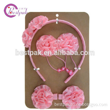 handmade beaded fancy pink rosette hair accessories
